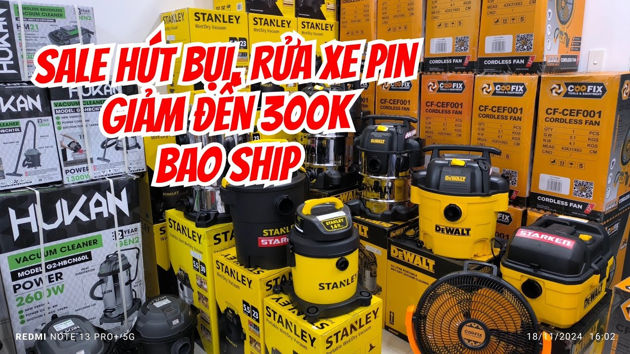 Sale hút bụi Stanley , dewalt , dekton , Hukan . giảm đến 300k . Hút bụi dekton mua 1 tặng 1