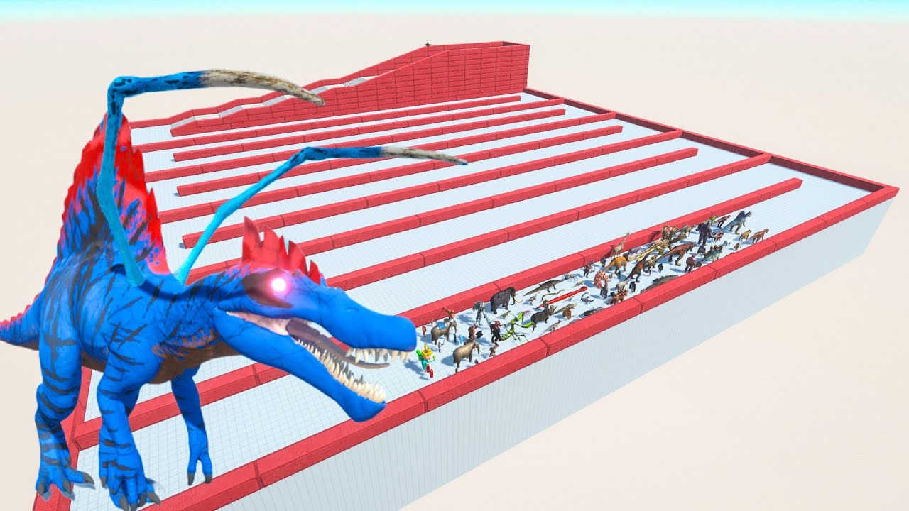 Escape From Zombies Spinosaurus - Last Survivor - Zigzag Course | Animal Revolt Battle Simulator