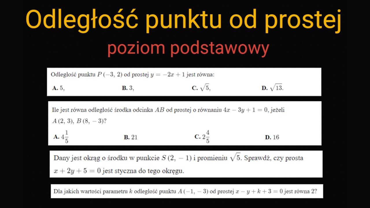 Wzor Na Odleglosc Punktu Od Prostej Odległość punktu od prostej - geometria analityczna - YouTube