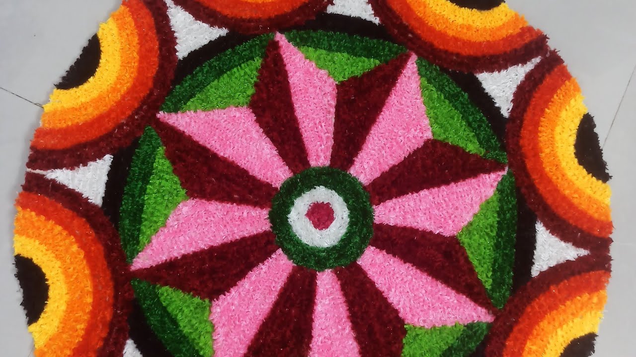 @How to draw designs for woolen Rangoli mat 