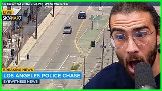 LAPD chasing murder suspect on surface streets in Los Angeles | HasanAbi reacts