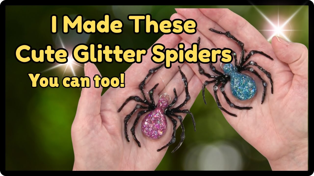 Новая техника! Как сделать пауков с блестками — УФ-смола