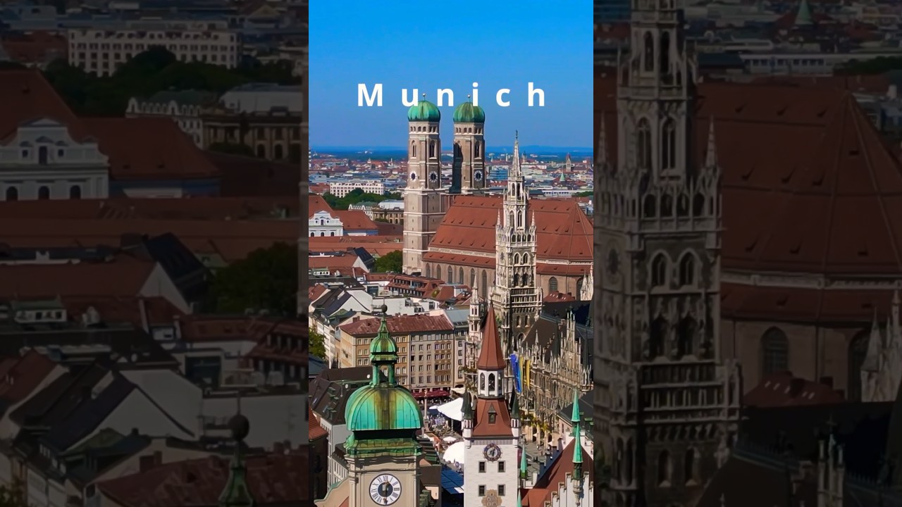 church in oldtown munich, germany - drone aerial view & atmos sound 