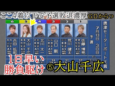 【GⅡからつ競艇】1日早い勝負駆け⑤大山千広、4着以下で予選敗退濃厚