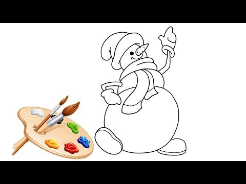 Coloring For Kids-Snowman in mittens-learn colors-Art for kids.