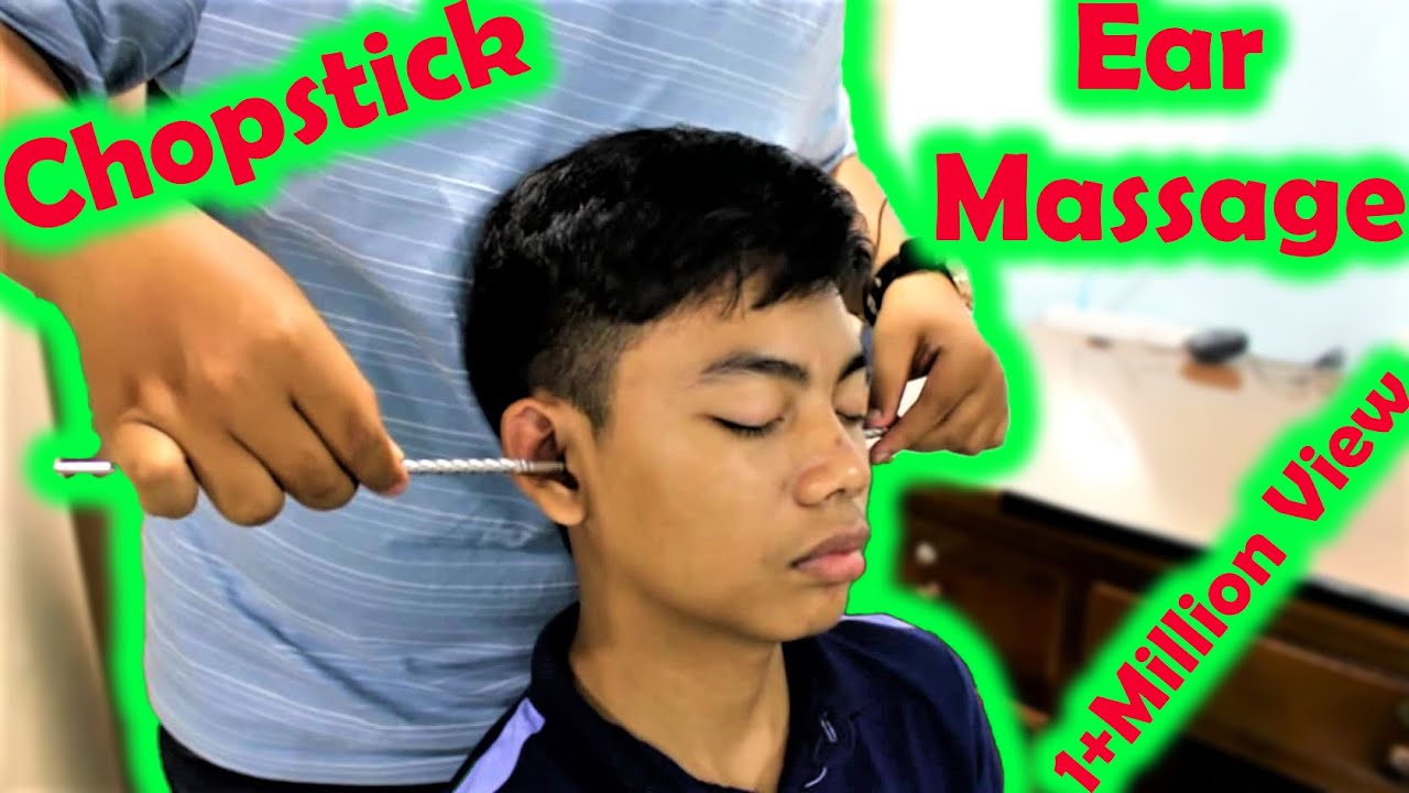Relaxing Chopsticks Head and Ear Massage - ASMR Sound