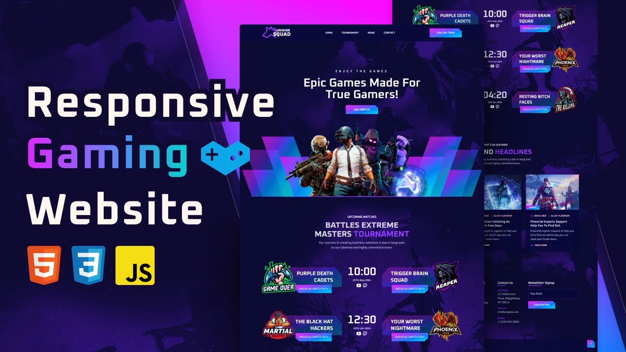 Make A Responsive Gaming Website Using HTML, CSS (Tailwind CSS