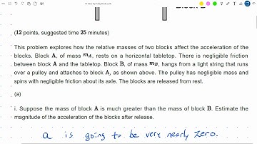 AP Physics 1 Free Response Question #1 (masses with pulley) - Teacher Solution