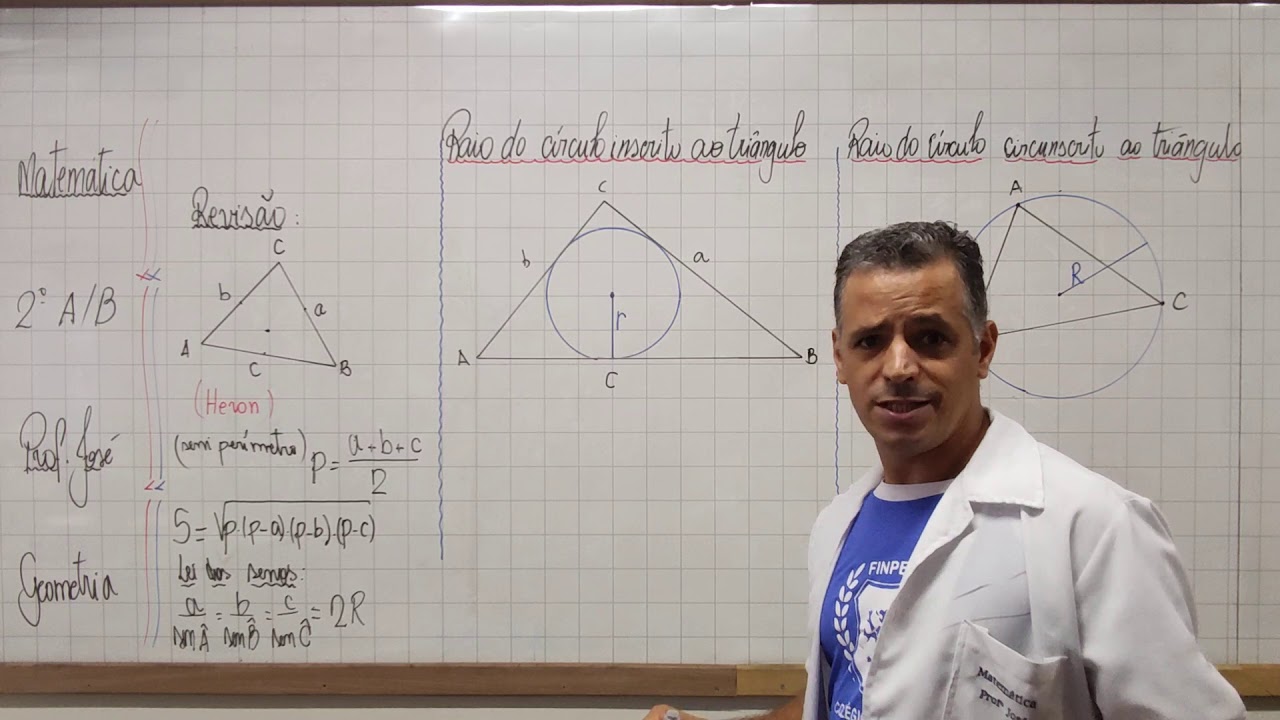 Raio do círculo inscrito e circunscrito ao triângulo.