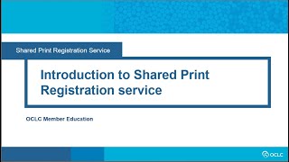 Introduction to Shared Print Registration service