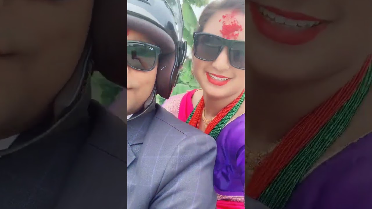 Couple on Scooter Enjoying Nepali Tradition