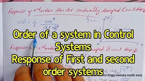 Order of a system in Control Systems, Response of First order and Second order systems