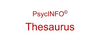 PsycINFO - Thesaurus