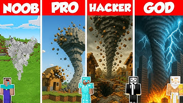 Tornado Storm Build Battle Challenge - Noob vs Pro vs Hacker vs God - Minecraft Animation