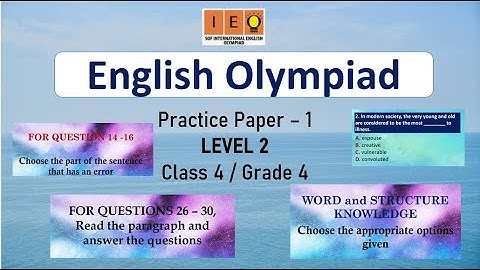 ENGLISH OLYMPIAD LEVEL 2 CLASS 4 - EP1