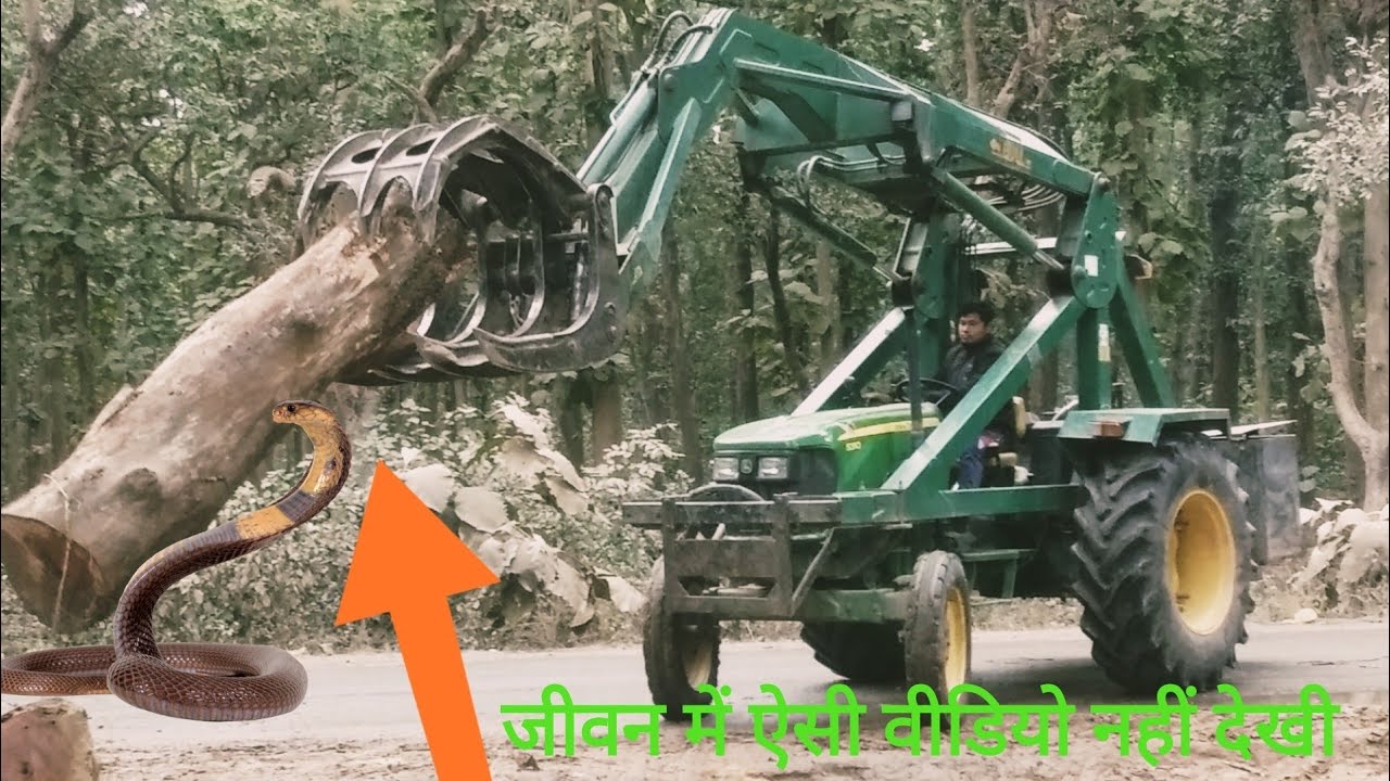 Bull Loader Attachment On John Deere 5310 Handling Wood। Wood Loader। Sugarcane Loader। BULL Loader🔥
