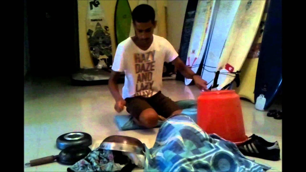 Bucket Drummer playing at The Shaka Surf Club