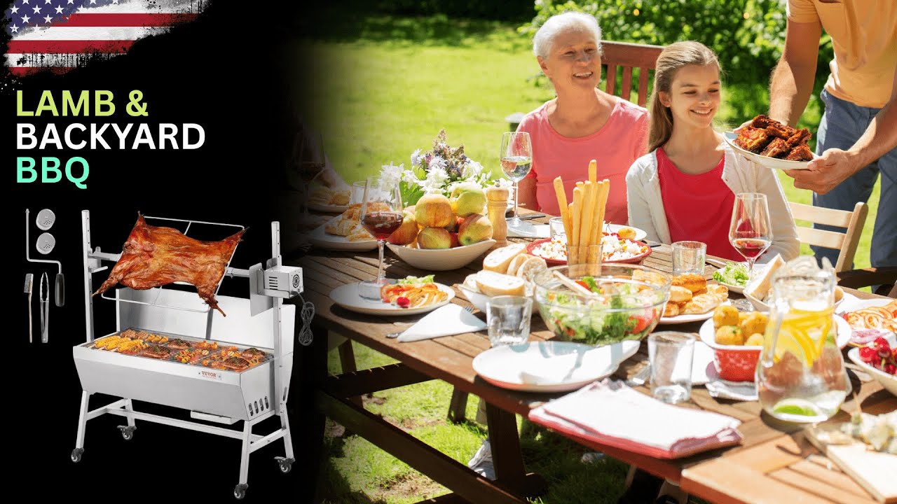 Лучший большой гриль-вертел с угольным вертелом — идеально подходит для приготовления целого поро...