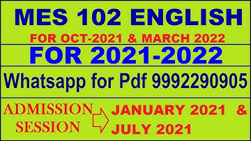 MES 102 Solved Assignment 2021-22 in ENGLISH,  Whatsapp For Pdf  9992290905.