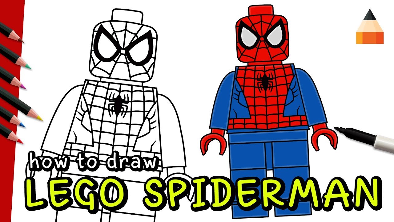 mock Lave Sow How To Draw LEGO Spiderman | How To Draw Lego Minifigures - YouTube