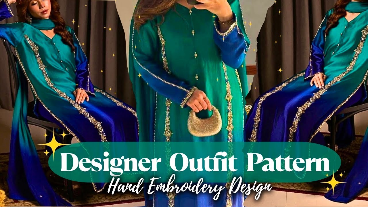 Trending outfit embroidery pattern✨hand embroidery🤍beads embroidery design✨