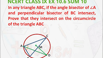 NCERT CLASS  IX EX 10.6  SUM 10: In any triangle..intersect on the circumcircle of the triangle ABC.