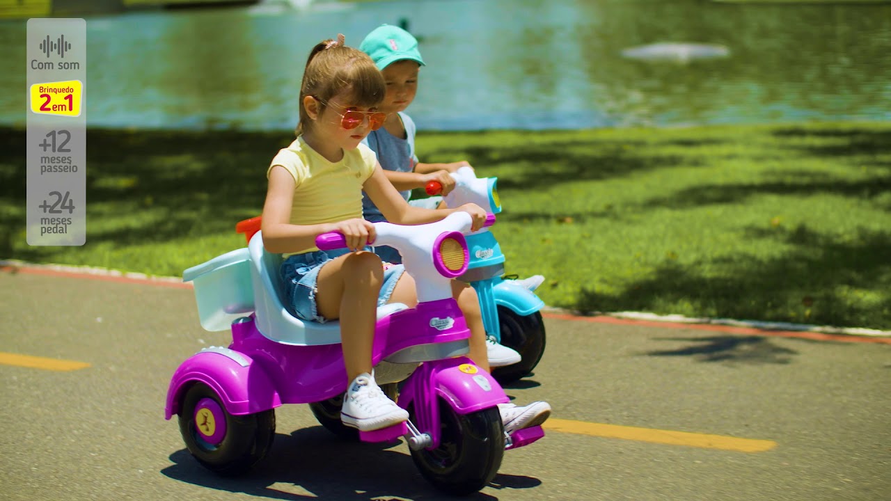 Triciclo Infantil Com Empurrador Velocita Classic Rosa - Bom Preço
