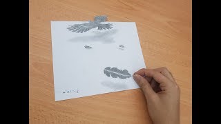 تعلم رسم خدعة الطائر طائر ثري دي |  Learn to Draw a Flying Bird Trick 3d