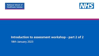 Introduction to assessment workshop - part 2 of 2