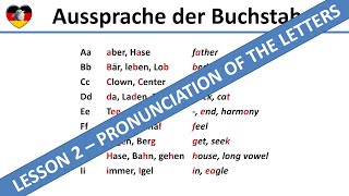 Pronunciation of the Letters - German (Lesson 2) - Complete A1-B1 Course - Aussprache Buchstaben