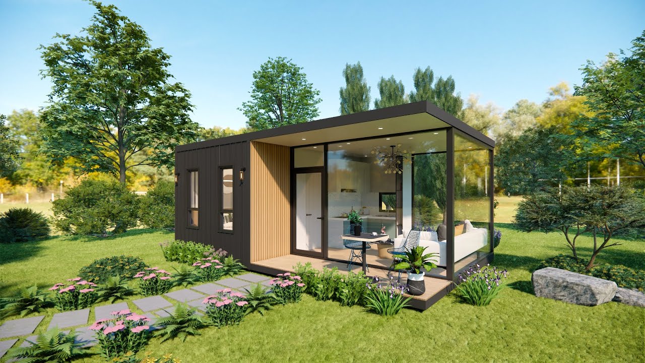 Contemporary Container Home in a Lush Garden Setting