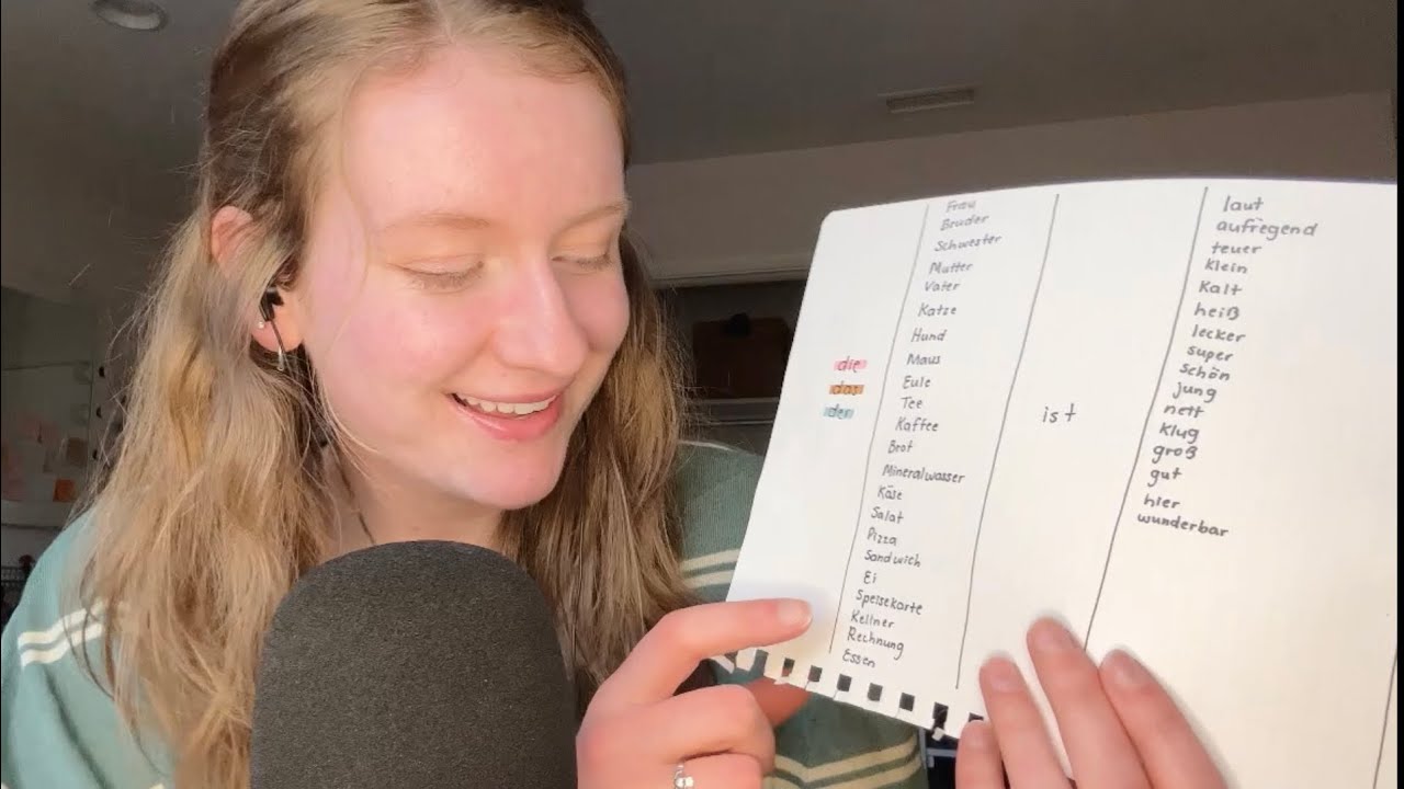 ASMR | Выучите базовый немецкий вместе со мной! (Щёлкающий шёпот, болтовня шёпотом)