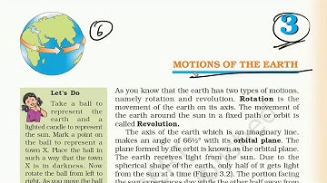 CLASS 6 GEOGRAPHY CHAPTER 3 -MOTIONS OF THE EARTH