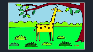 How to draw Simple Drawing /  giraffe Scenery Drawing / Ms Paint Art - Creator Work Space.