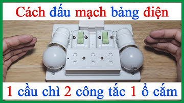 Cách đấu bảng điện 1 cầu chì 1 ổ cắm 2 công tắc điều khiển 2 bóng đèn
