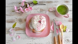 ⁣sakura Souffle Pancake Cake Mix【簡単ミックス粉】桜のスフレパンケーキ【作り方】