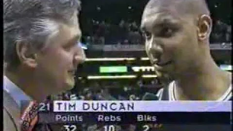 Tim Duncan's 1st Playoff Game (Highlights)