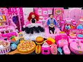 11 Minutes Satisfying with Unboxing Pink Barbie Princess Bedroom Dream, Cute Mini Furniture Toy ASMR