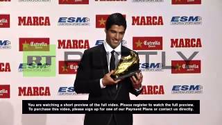 Spain: Luis Suarez sinks his teeth in golden shoe award