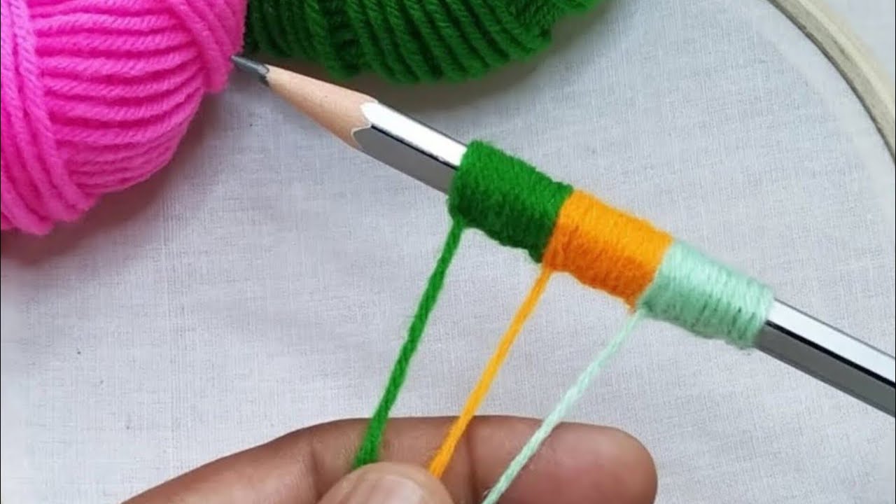 3 Superb Woolen Yarn Flower making ideas with Pencil Very easy and