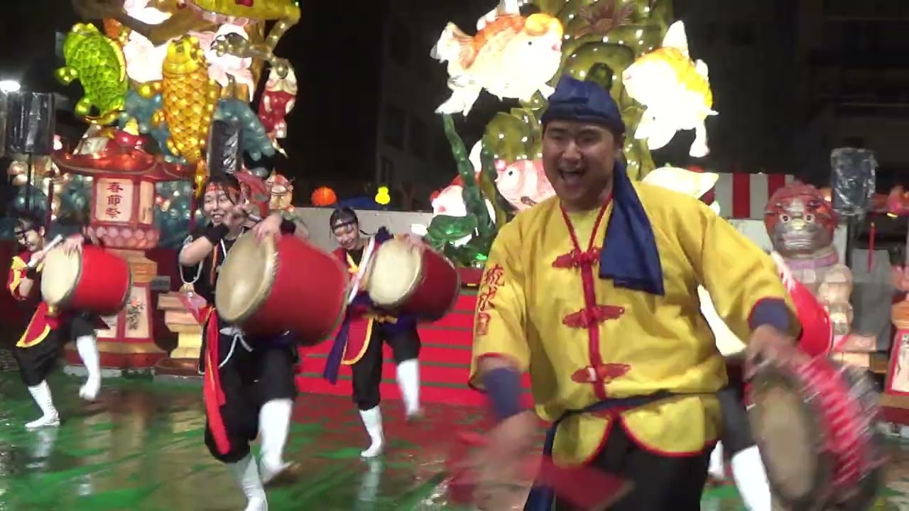 琉球國祭り、太鼓エイサー (1)  in Nagasaki Feb.14
