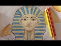 رسم عن الحضارة المصريه القديمه خطوة بخطوة رسم عن المتحف المصري الجديد رسم توت عنخ امون 