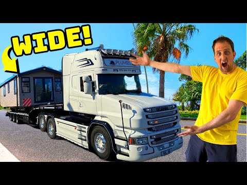 توصيل قافلة جديدة كلي ا إلى الشاطئ في شاحنة سكانيا 730 V8 T CAB Truckertim 