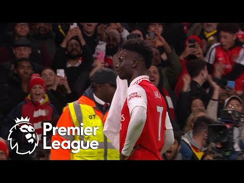 Bukayo Saka blasts Arsenal into the lead v. Everton | Premier League | NBC Sports