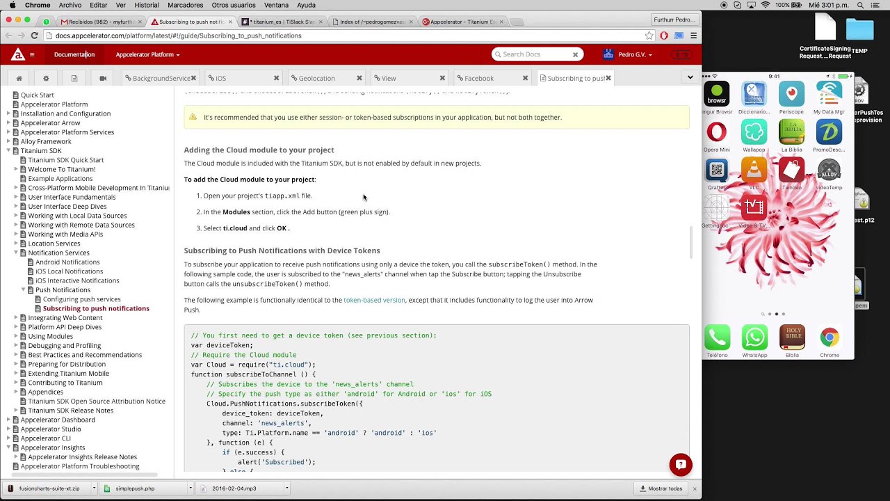 Notificaciones Push para iOS en Titanium Appcelerator - YouTube