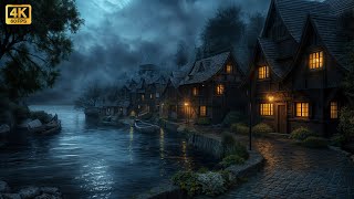 Peaceful Village Medieval Ambience with Relaxing Light Rain, Lakes Sounds, Frogs, Crickets for Sleep