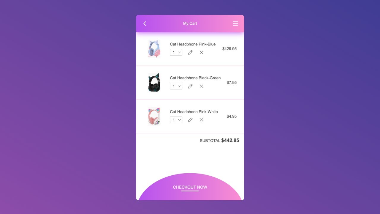 Day 61 | 100 Days Of Code | Shopping Cart UI - YouTube