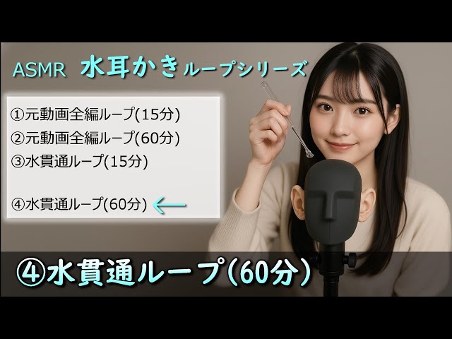 【ASMR】水耳かき(水貫通ループ・60分）