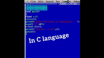 conversion of fahrenheit into celsius #coding #code  #computer#c #program ming #fahrenheit #celsius