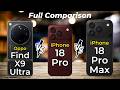 iPhone 18 Pro Max vs iPhone 18 Pro vs Oppo Find X9 Ultra 🔥 Full Specs Comparison